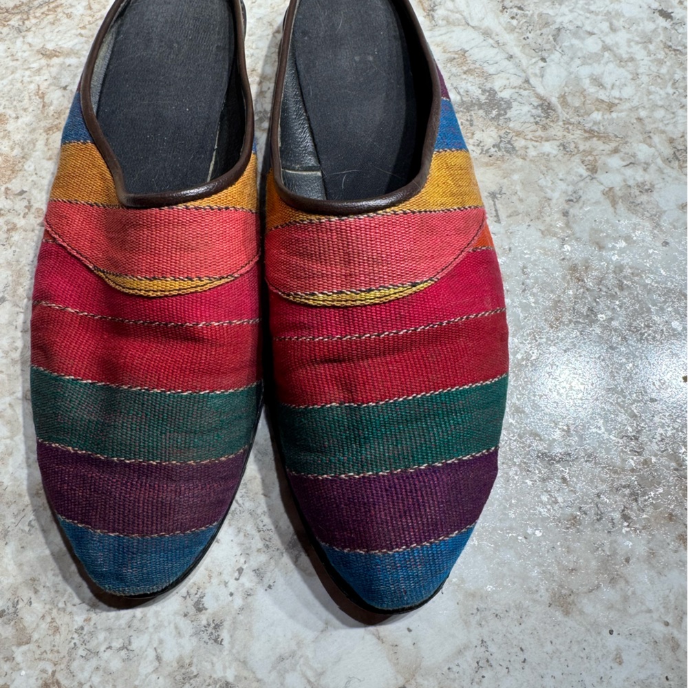 Multi-Colored Striped Canvas Slip-On Loafers for Women size 38 (7.5-8)